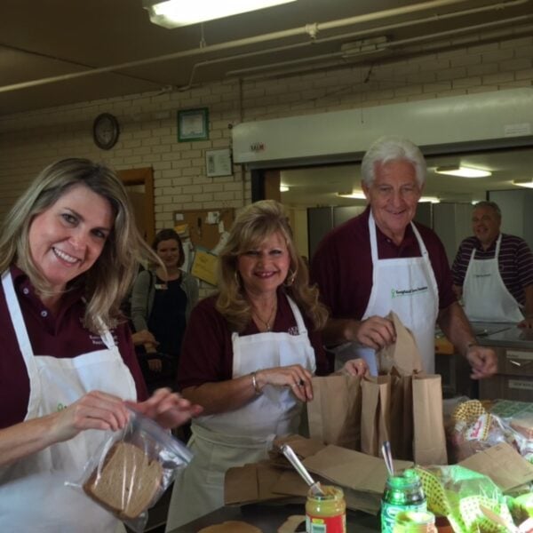 volunteer preparing food